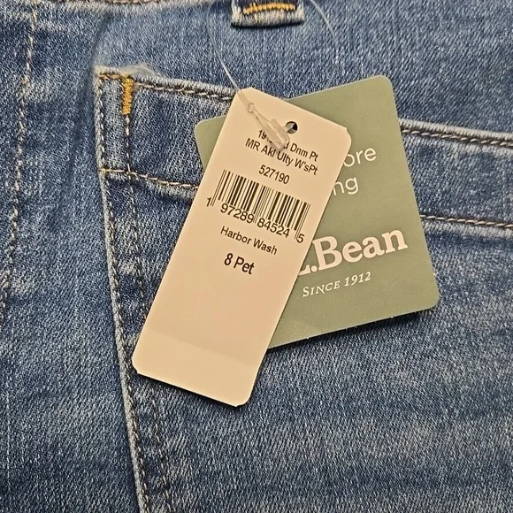 L.L. Bean 1912 Field Denim Pants Womens 8P Utility Ankle Mid Rise NWT Heritage - Picture 4 of 8